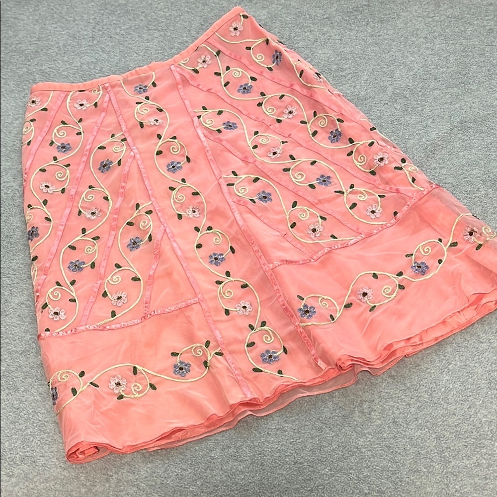 Fairy Floral Embroidered Skirt Size 2 Coquette Feminine Romantic Kawaii Spring